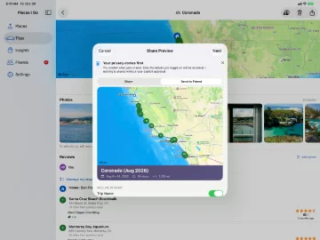 Places I Go on iPad: sharing a road trip